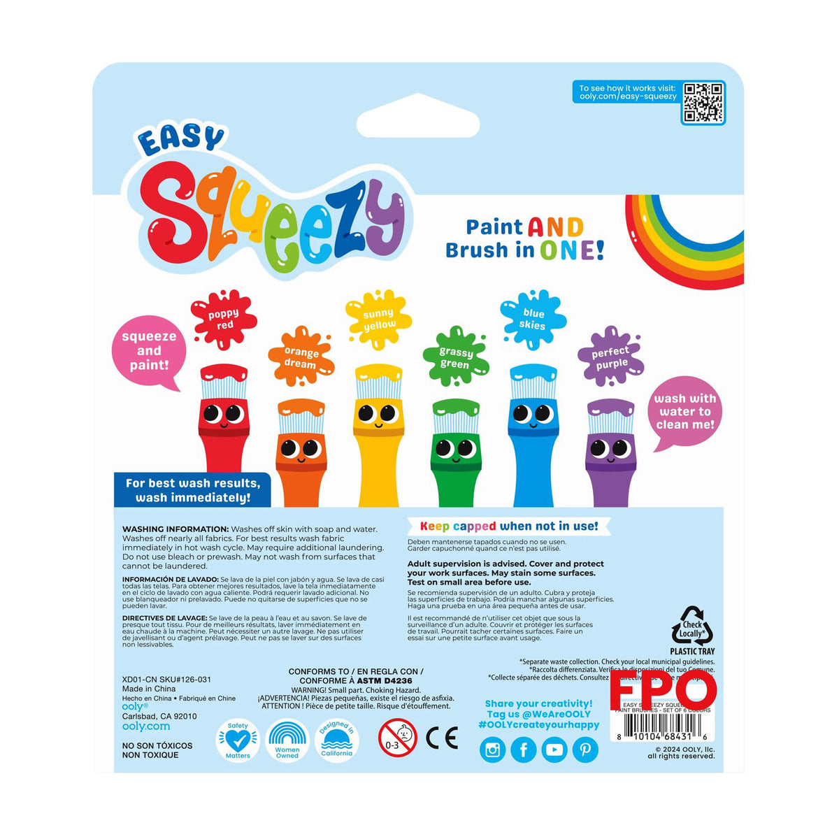 OOLY - Plakatmaling i pensel 6 stk - Easy Squeezy