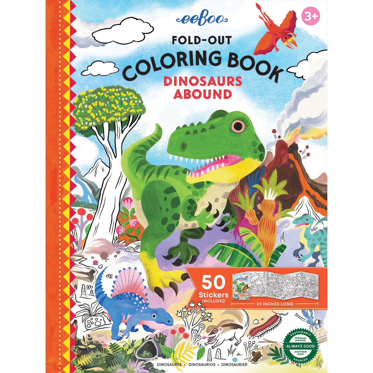 eeBoo - Fold-ud malebog - Dinosaurer
