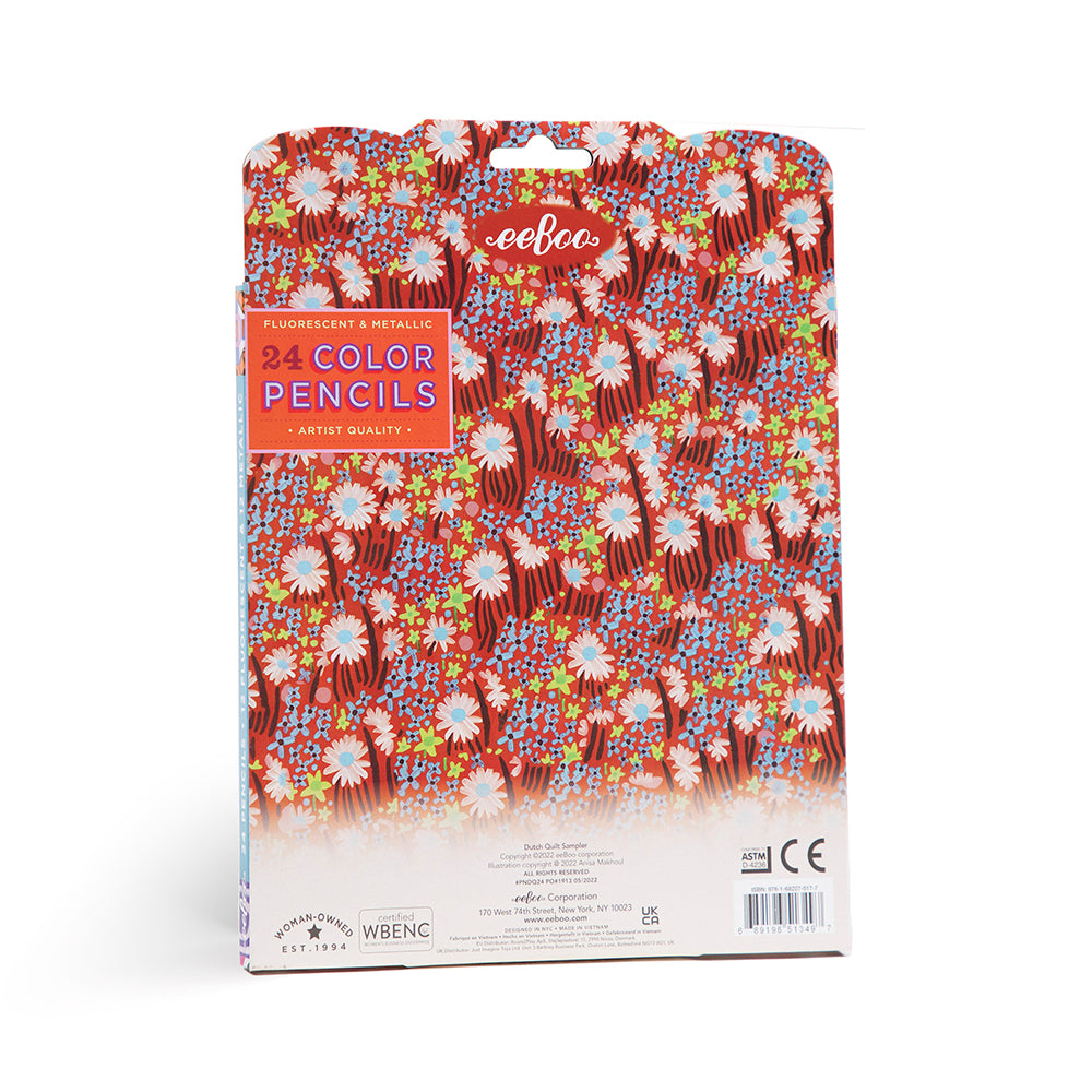 eeBoo - 24 farveblyanter - Dutch Quilt Sampler - Neon/metallic