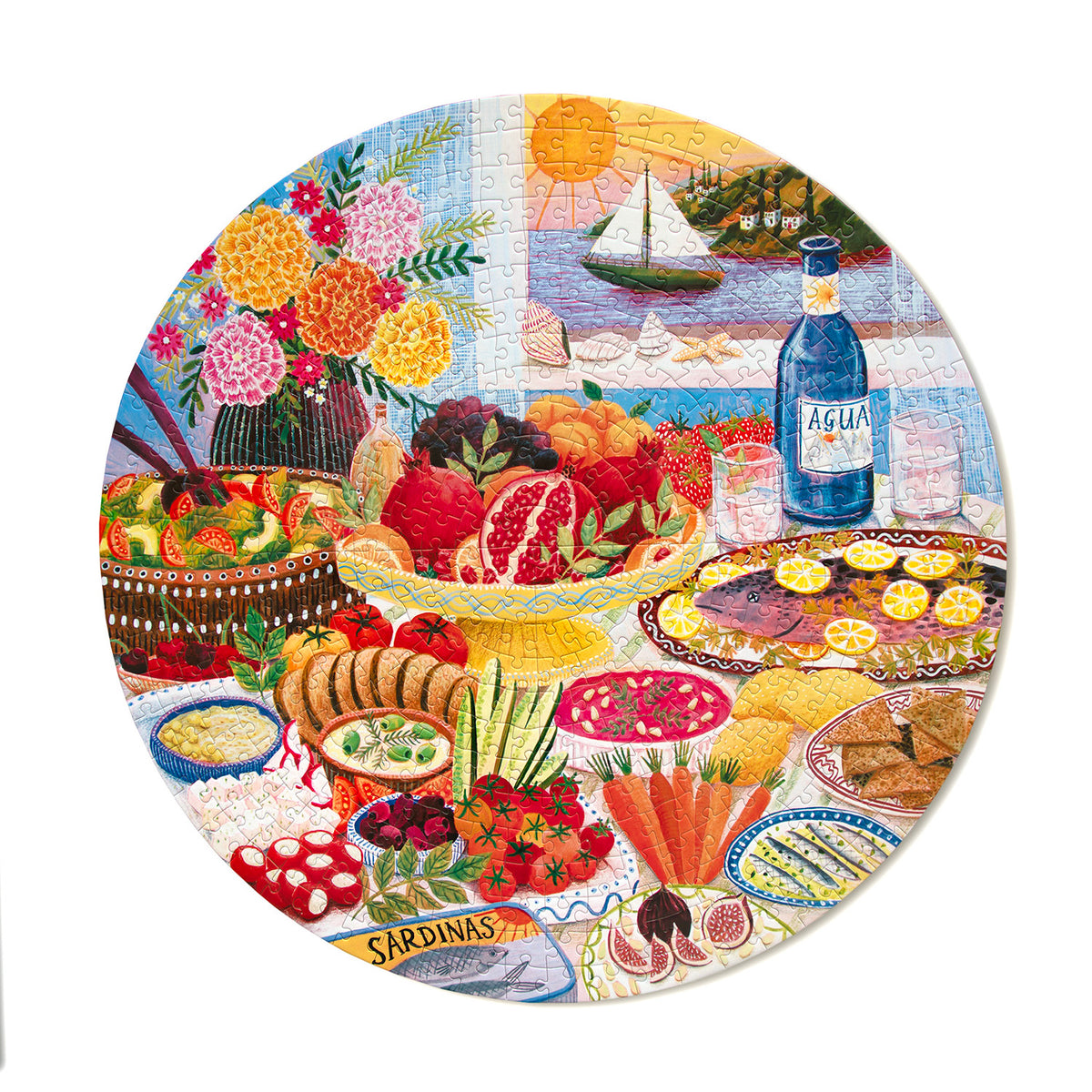 eeBoo - Rundt puslespil 500 brk - Mediterranean Table
