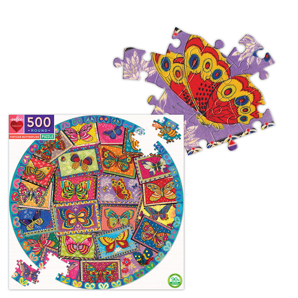 eeBoo - Puslespil 500 brk - Vintage sommerfugle