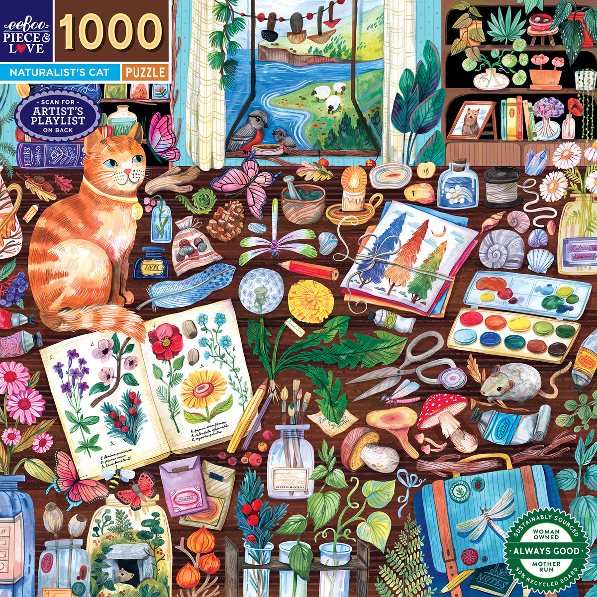 eeBoo - Puslespil 1000 brk - Naturalist's Cat