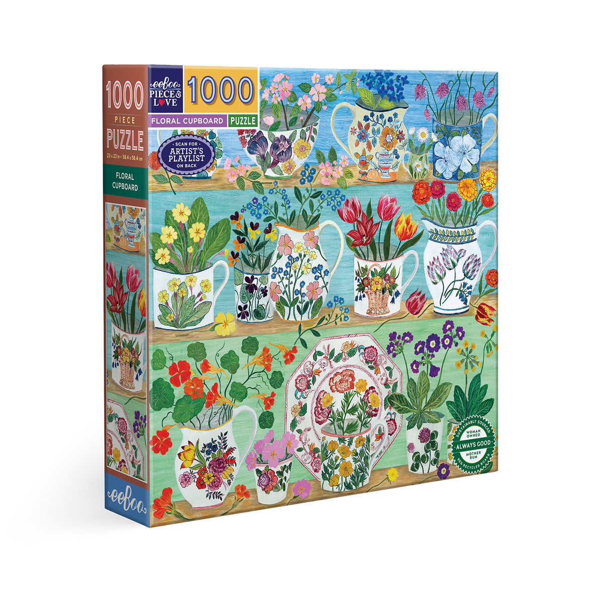 eeBoo - Puslespil 1000 brk - Floral Cupboard
