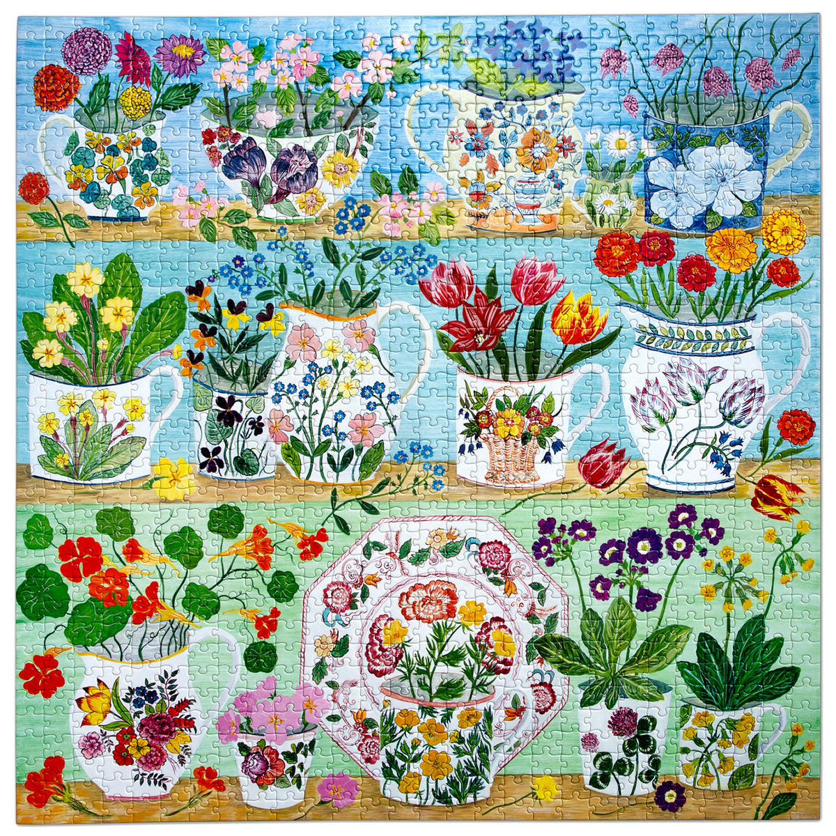 eeBoo - Puslespil 1000 brk - Floral Cupboard