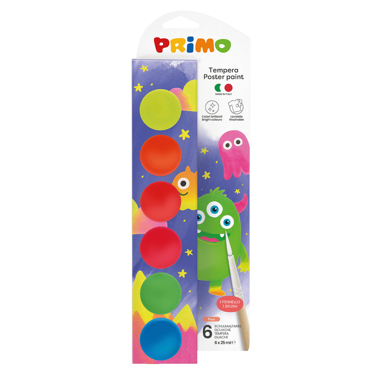 PRIMO - Plakatmaling 6 bøtter 25ml - Neon