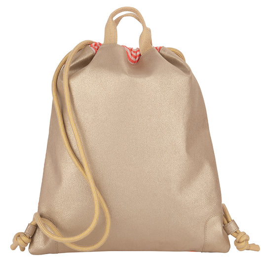 guldfarvet og stribet taske