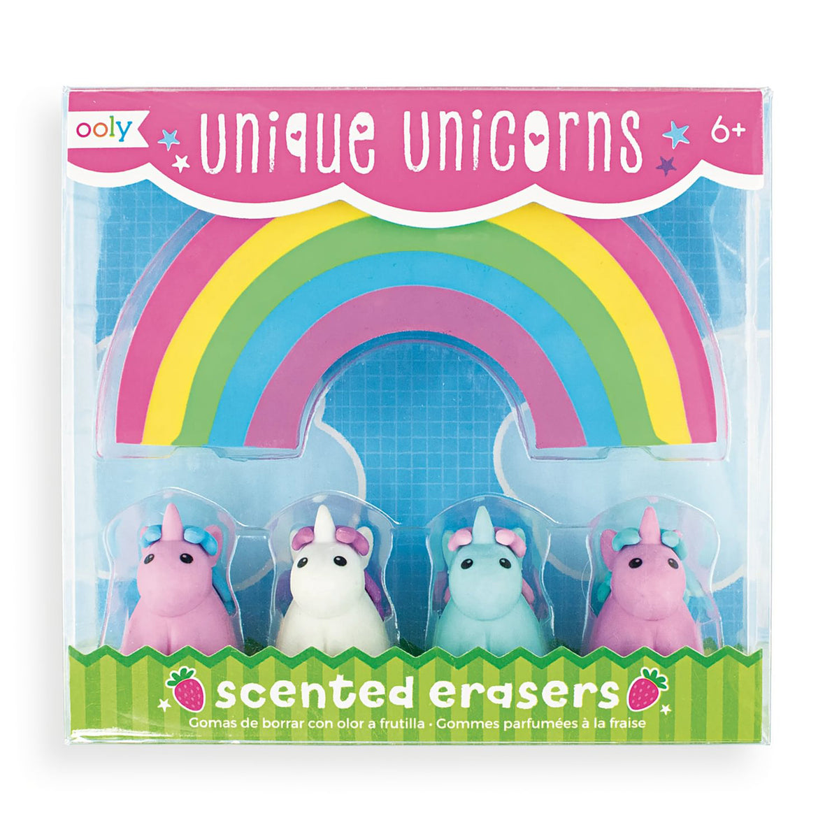 OOLY - Viskelæder med duft 5 stk - Unique Unicorns Strawberry