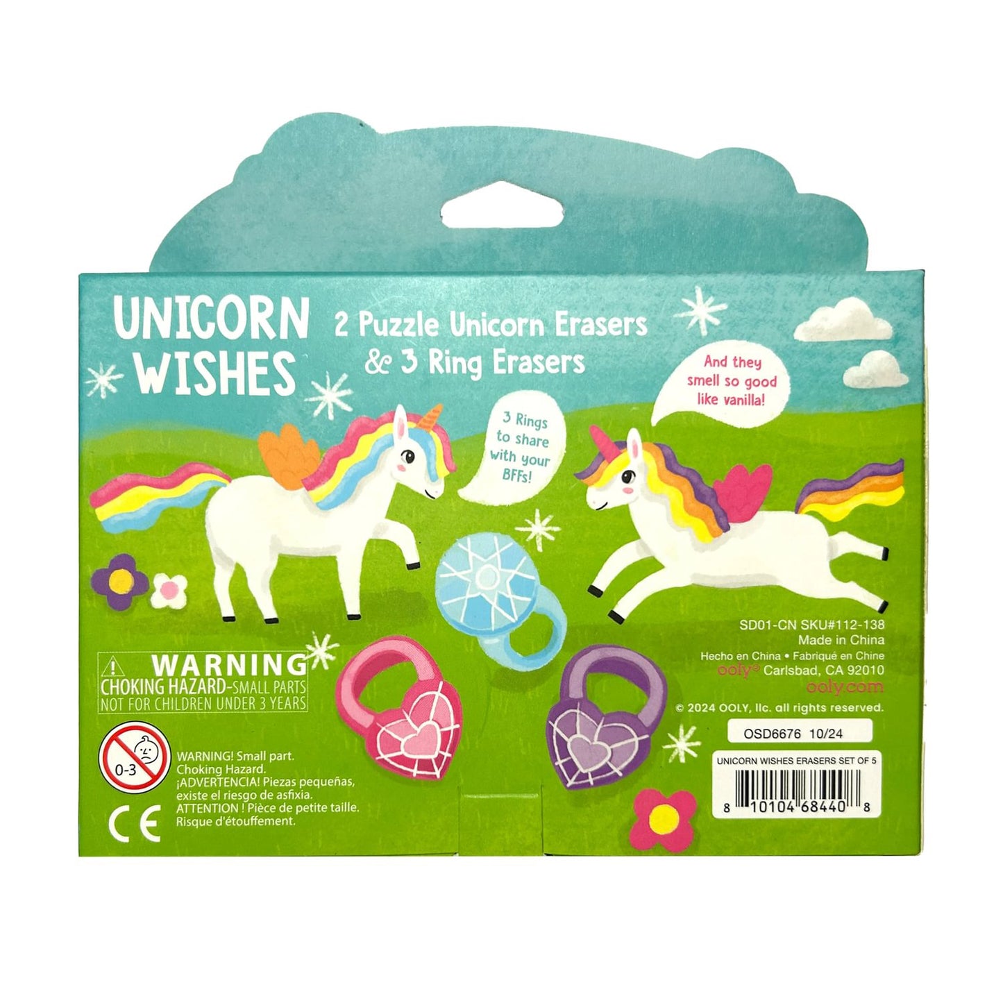 OOLY - Viskelæder med duft 5 stk - Unicorn Wishes Vanilla