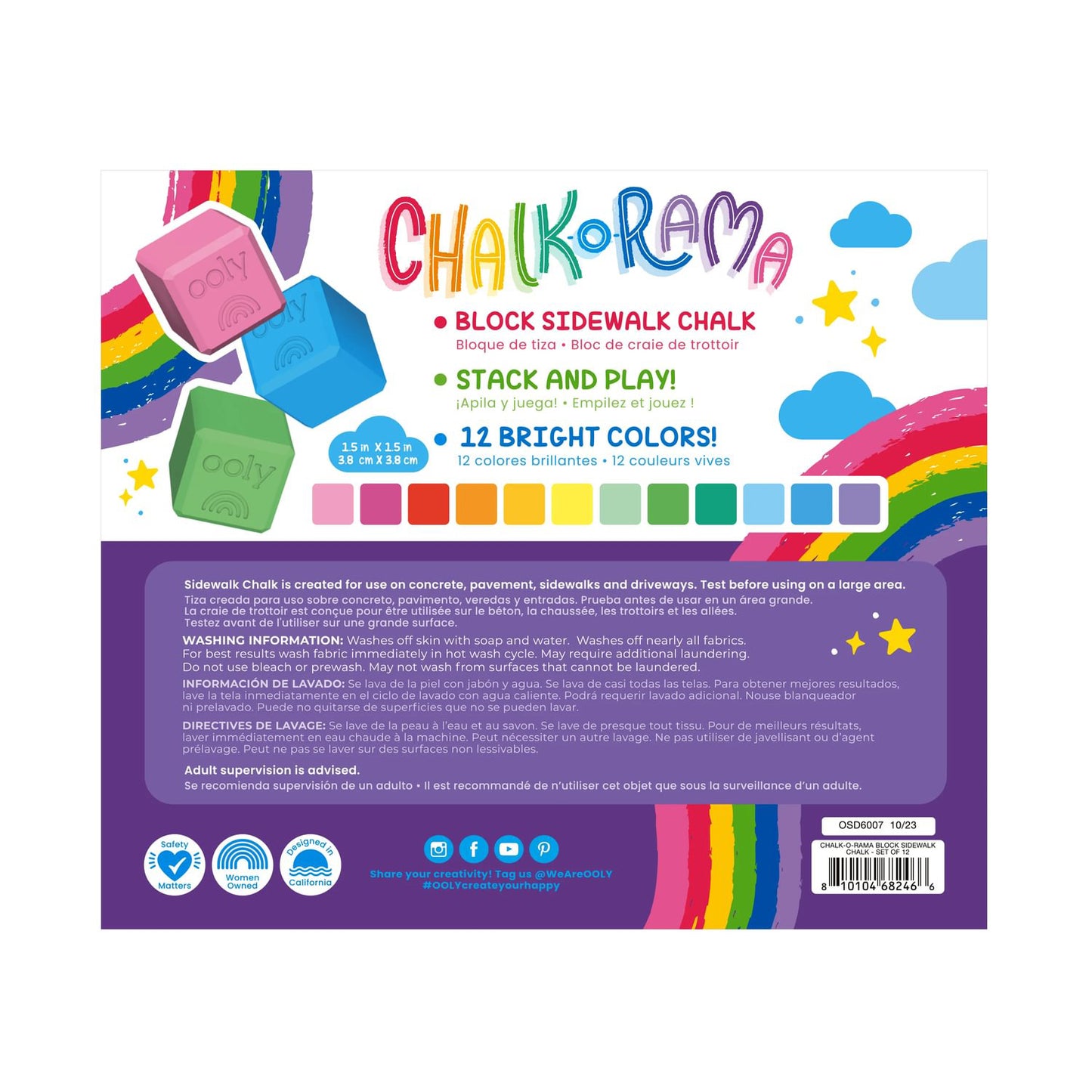 OOLY - Gadekridt 12 stk - Chalk-O-Rama Block