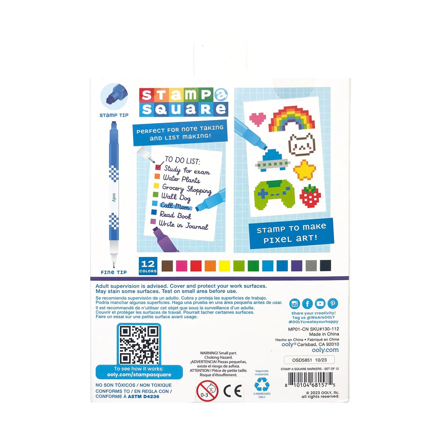 OOLY - Tusser 12 stk - Dobbeltsidede - Stamp a Square