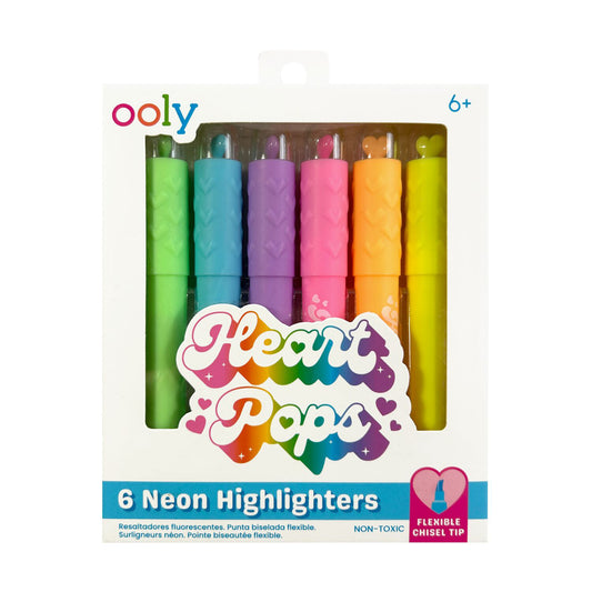 OOLY - Overstregningstusser 6 stk - Heart Pops Neon