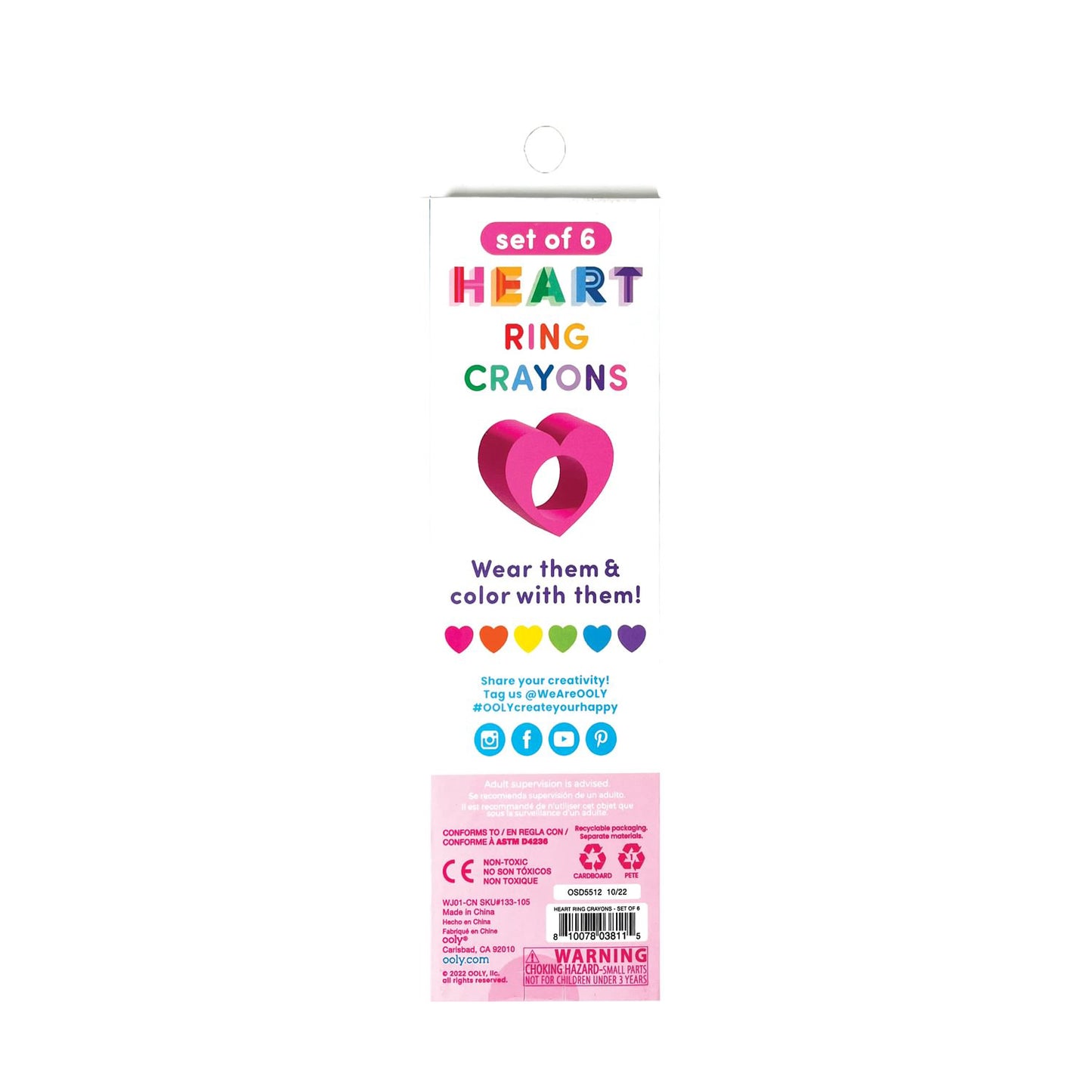 OOLY - Farvekridt 6 stk - Heart Ring