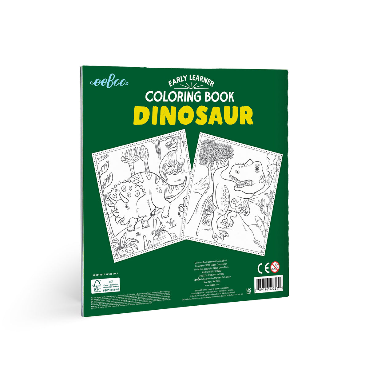 eeBoo - Malebog - Dinosaurer - Kvadratisk 32 sider