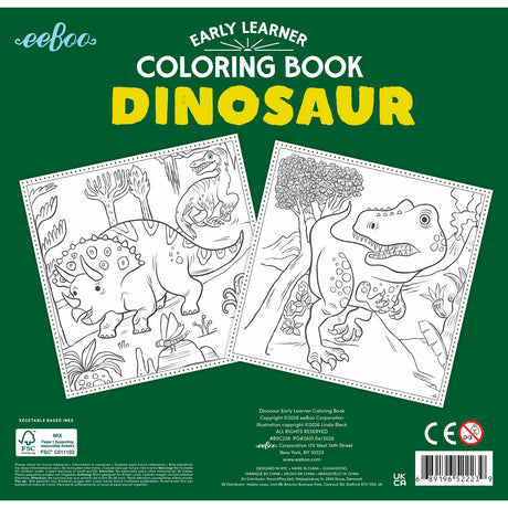 eeBoo - Malebog - Dinosaurer - Kvadratisk 32 sider