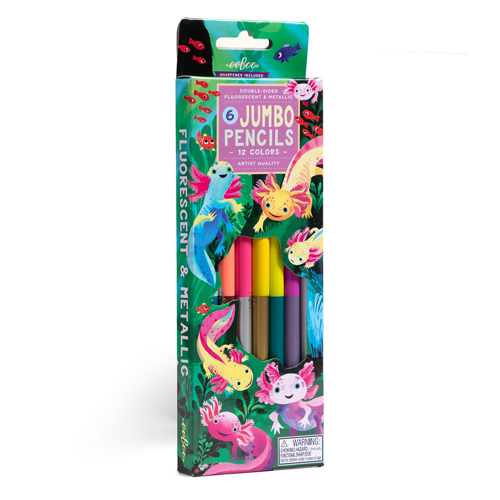 eeBoo - 6 dobbelte farveblyanter jumbo - Axolotl