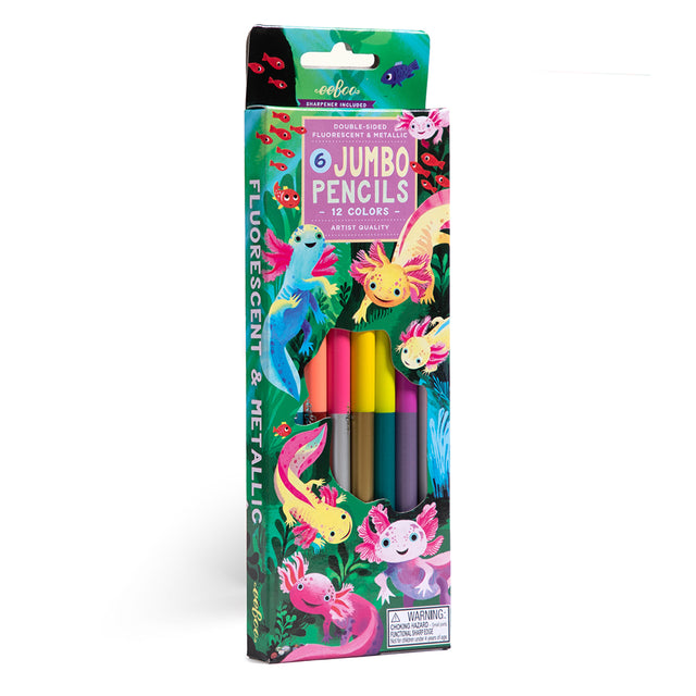 eeBoo - 6 dobbelte farveblyanter jumbo - Axolotl