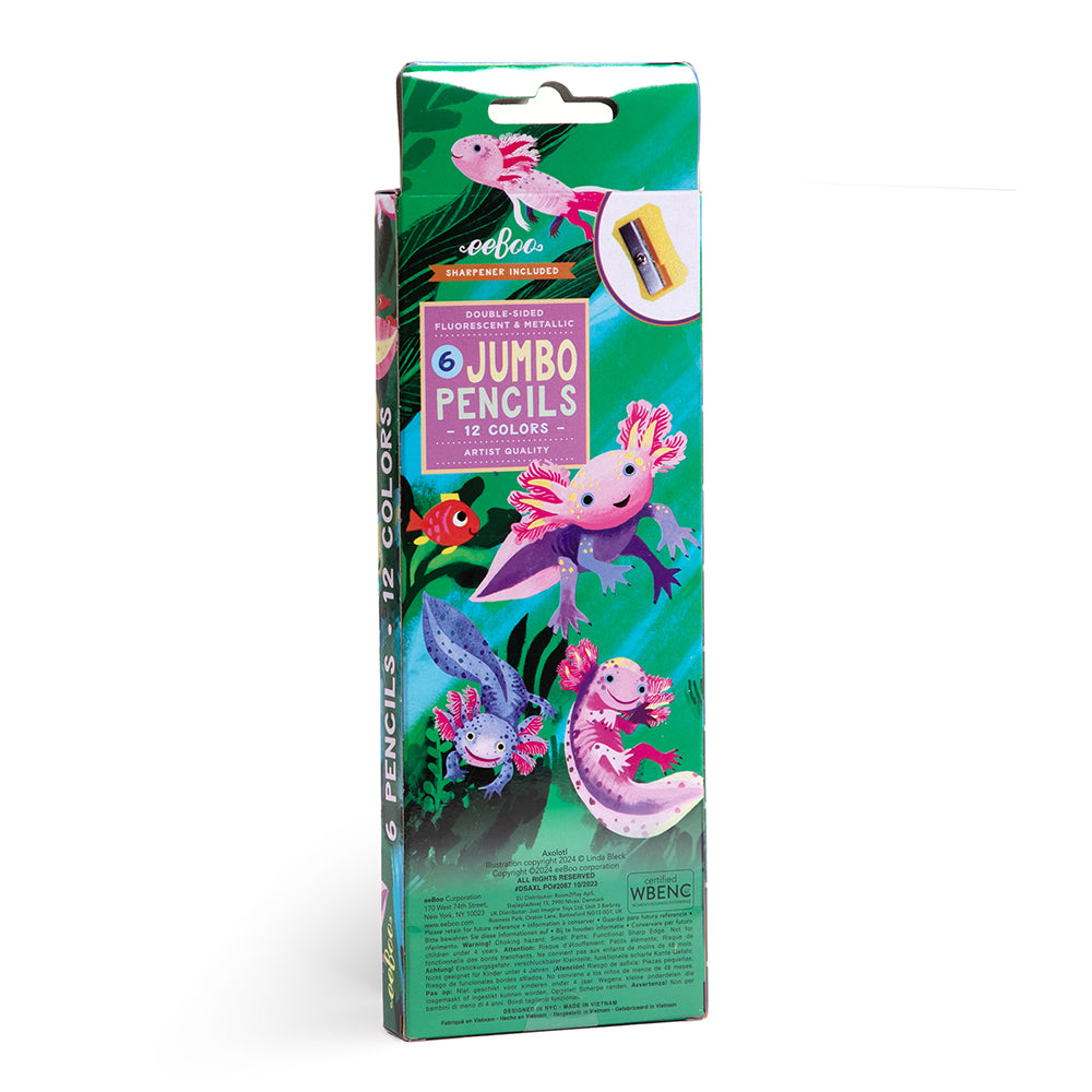 eeBoo - 6 dobbelte farveblyanter jumbo - Axolotl