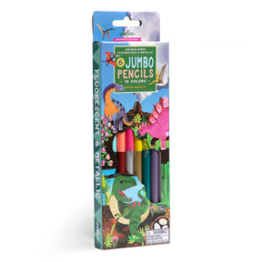 eeBoo - 6 dobbelte farveblyanter jumbo - Dinosaur