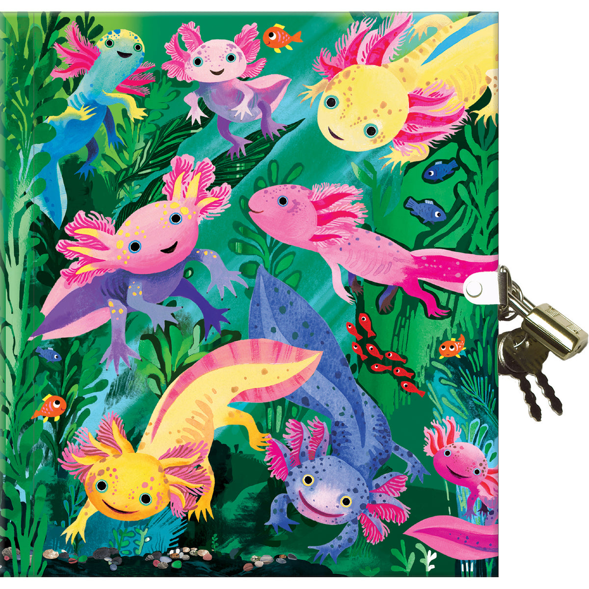eeBoo - Dagbog med lås - Axolotl