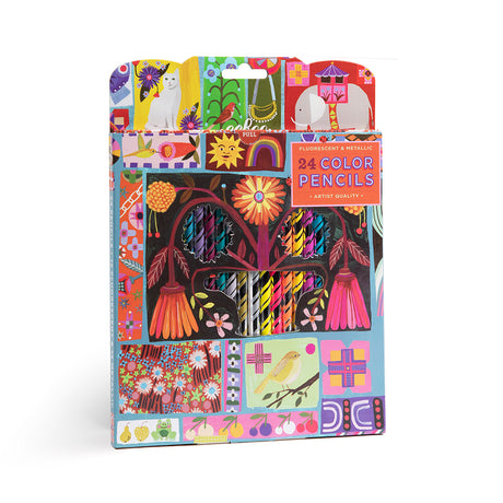 eeBoo - 24 farveblyanter - Dutch Quilt Sampler - Neon/metallic