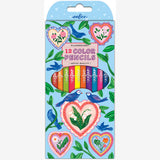 eeBoo - 12 farveblyanter - Hearts & Birds - Neon