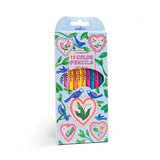 eeBoo - 12 farveblyanter - Hearts & Birds - Neon