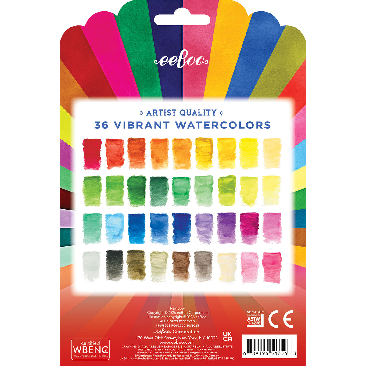 eeBoo - 18 dobbelte akvarel farveblyanter - Rainbow