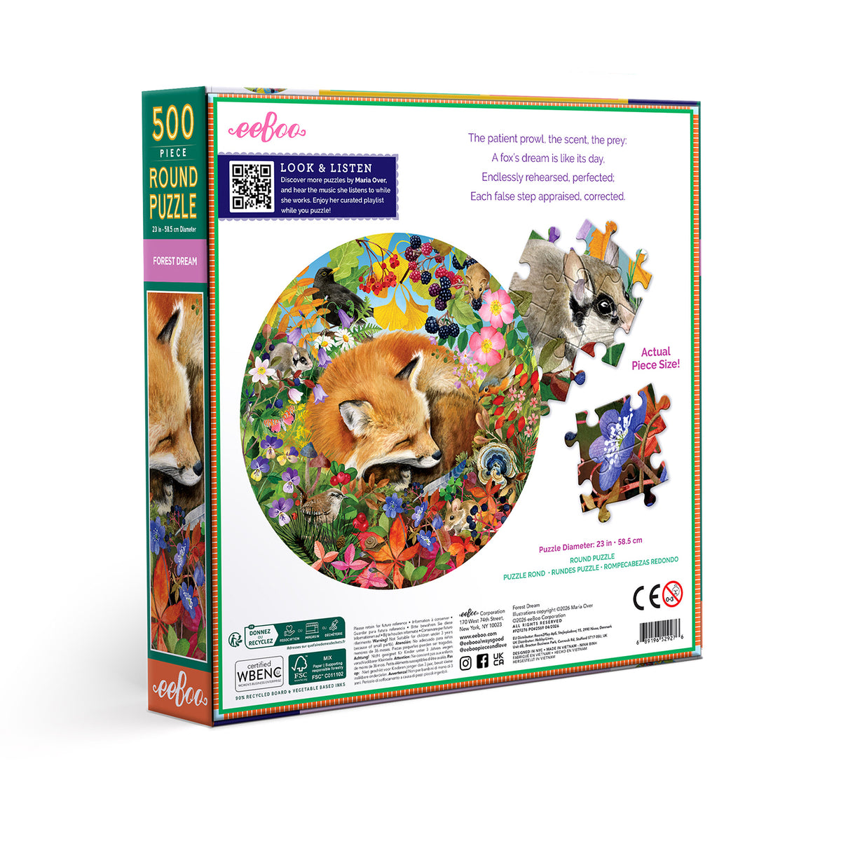 eeBoo - Rundt puslespil 500 brk - Forest Dream