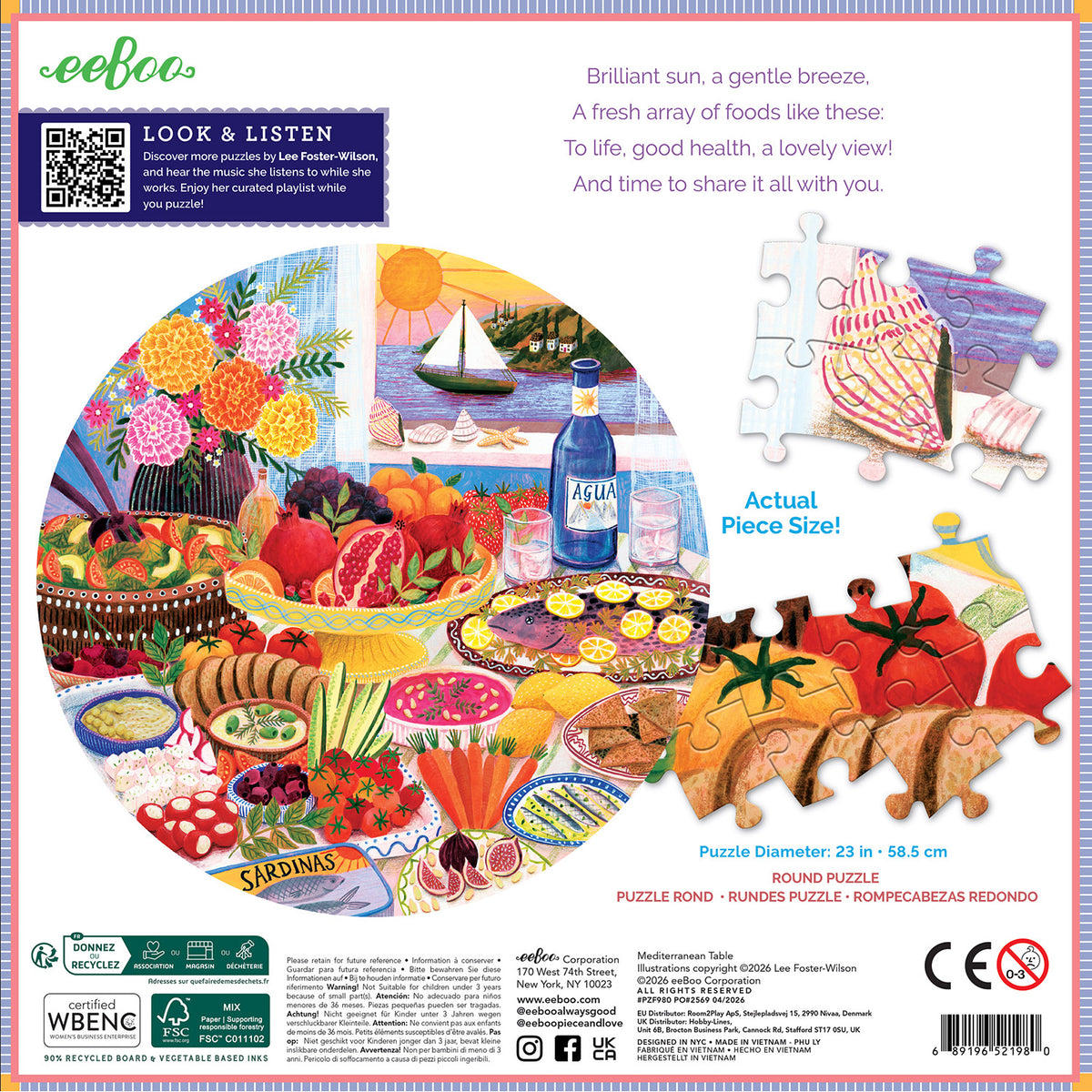 eeBoo - Rundt puslespil 500 brk - Mediterranean Table