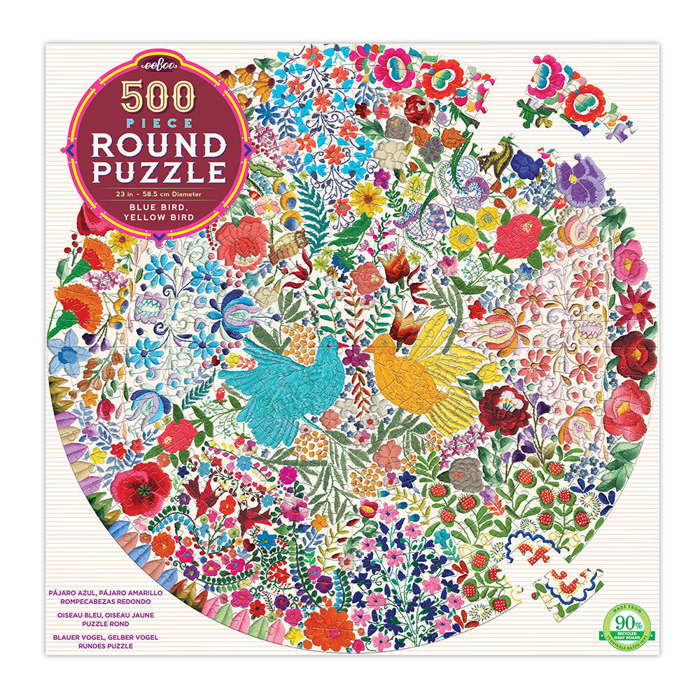 eeBoo - Rundt puslespil 500 brk - Fugle