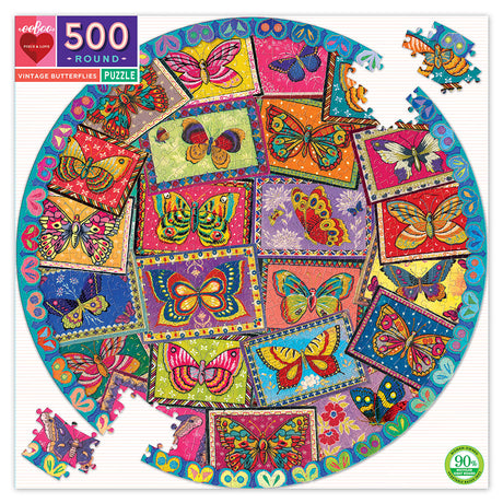 eeBoo - Puslespil 500 brk - Vintage sommerfugle