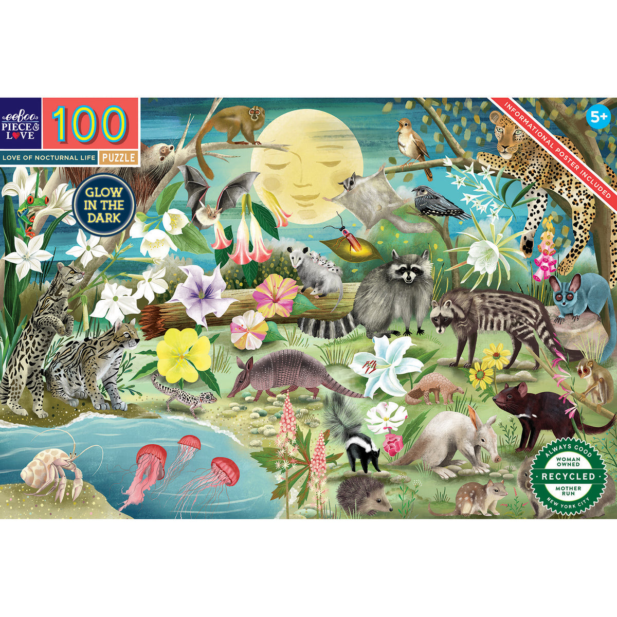 eeBoo - Puslespil 100 brk - Selvlysende nattedyr