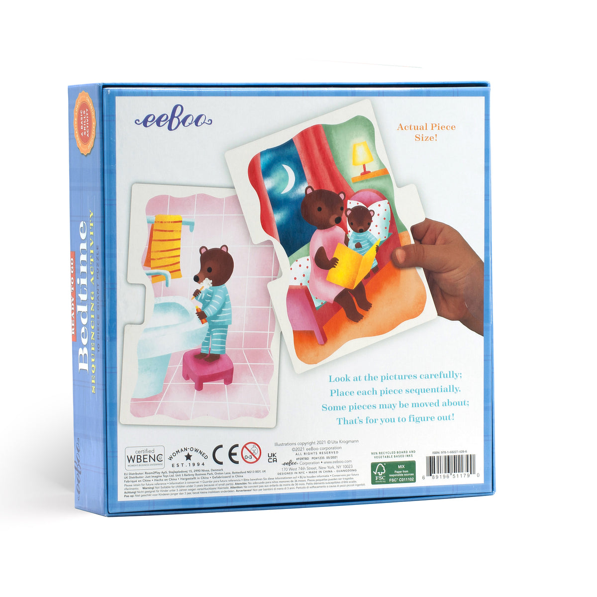 eeBoo - Jumbo puslespil 10 brk - Sengetid