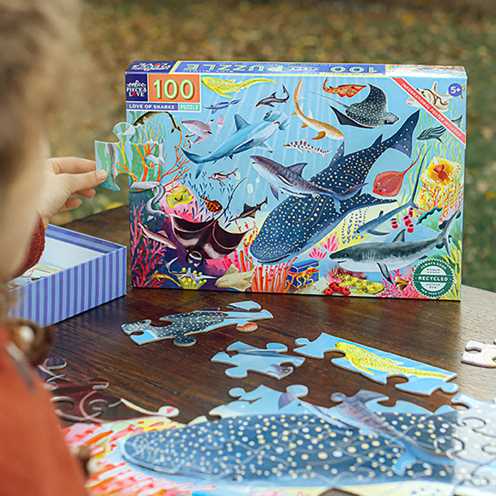 eeBoo - Puslespil 100 brk - Hajer i dybet