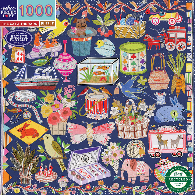 eeBoo - Puslespil 1000 brk - The Cat & The Yarn