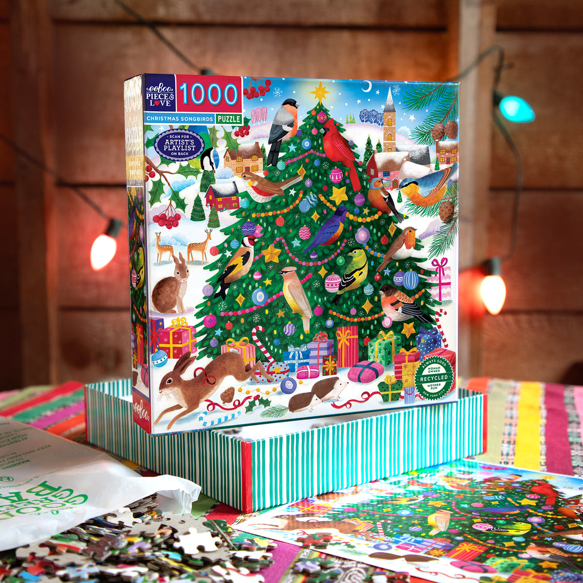 eeBoo - Puslespil 1000 brk - Christmas Songbirds
