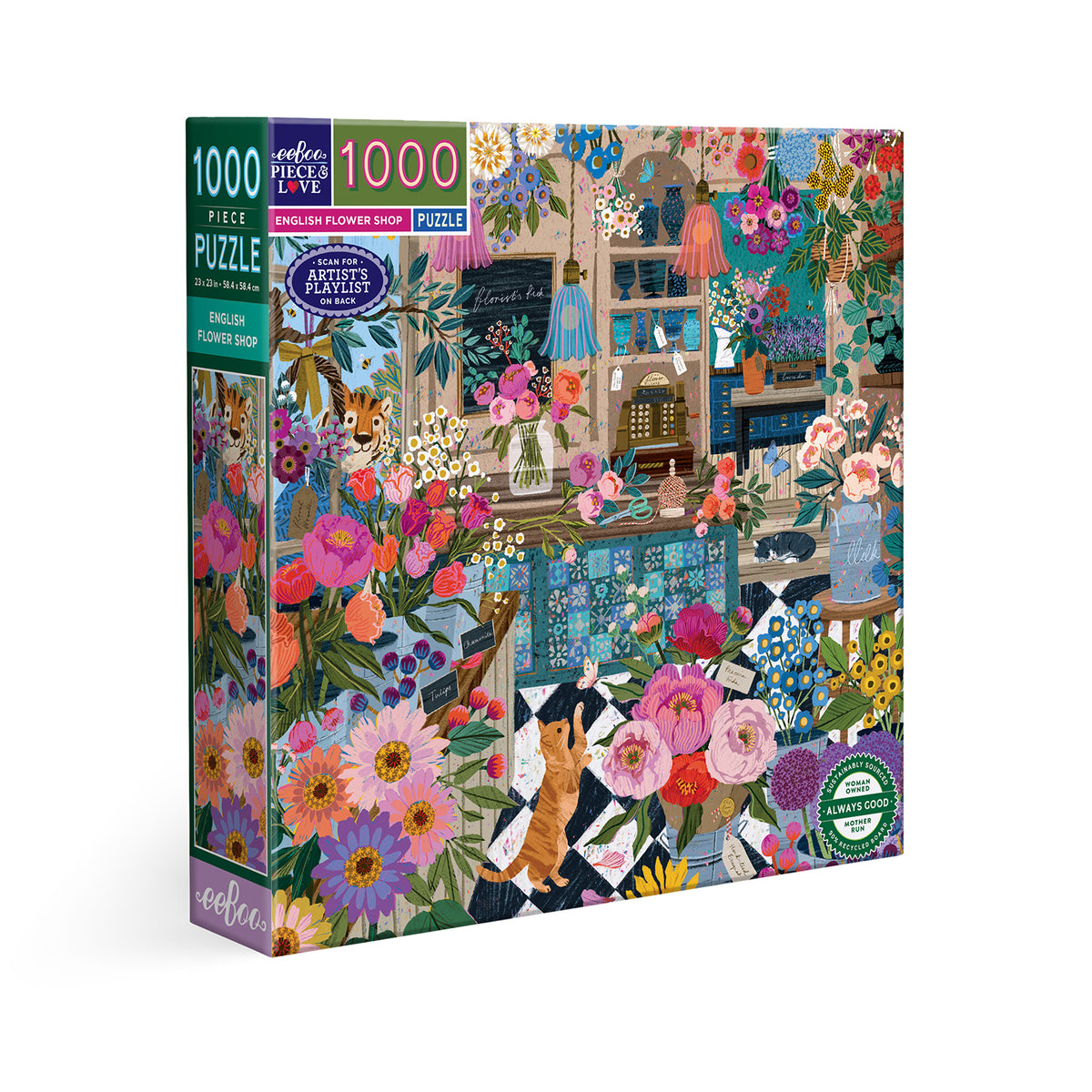 eeBoo - Puslespil 1000 brk - English Flower Shop