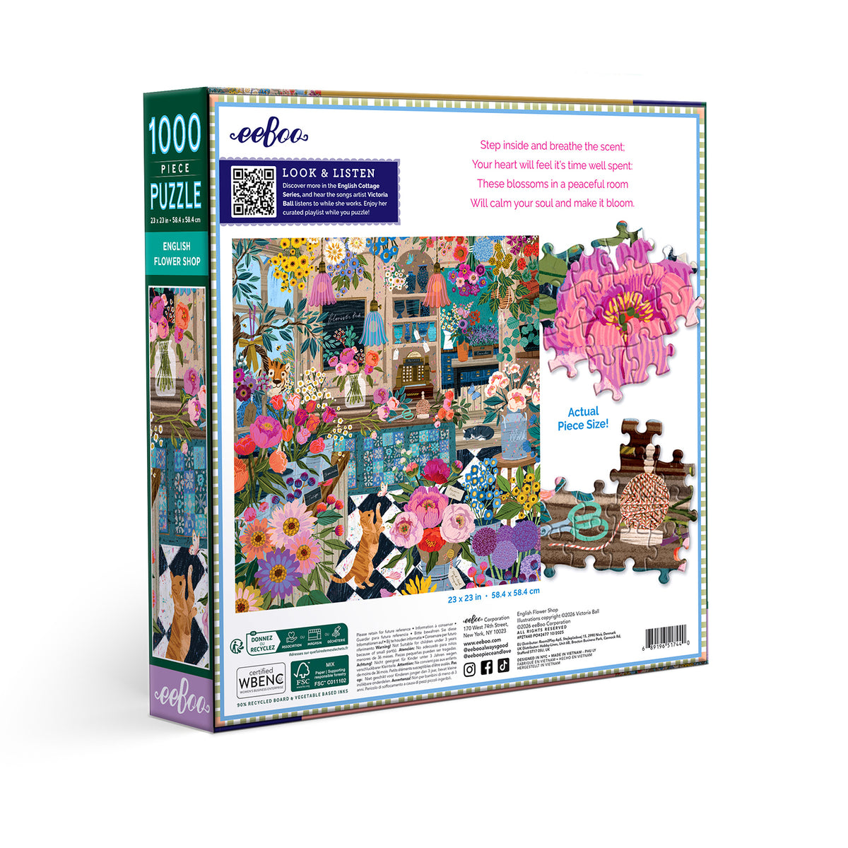 eeBoo - Puslespil 1000 brk - English Flower Shop