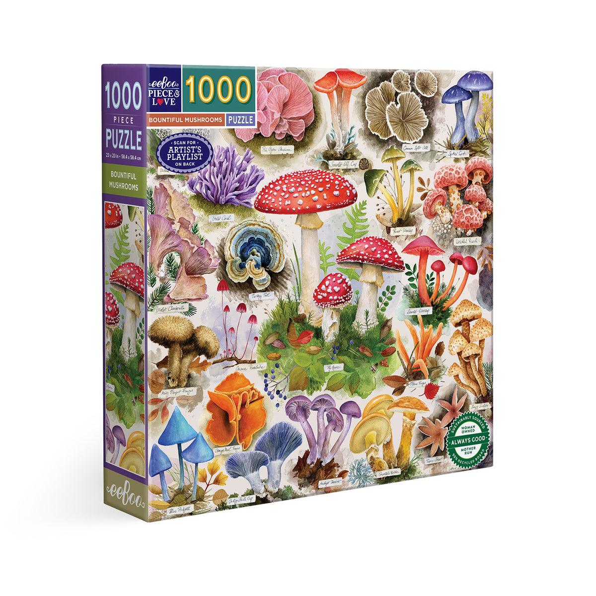 eeBoo - Puslespil 1000 brk - Bountiful Mushrooms