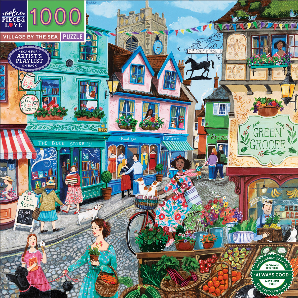 eeBoo - Puslespil 1000 brk - Village by the Sea