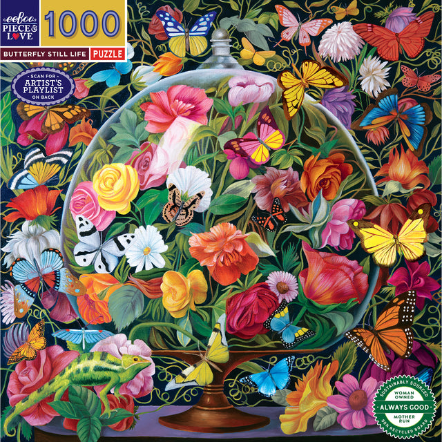 eeBoo - Puslespil 1000 brk - Butterfly Still Life