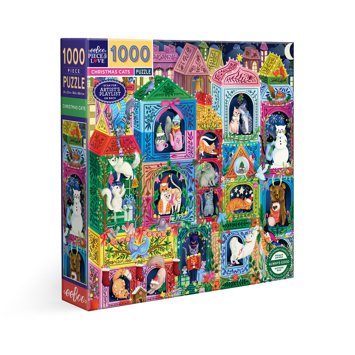 eeBoo - Puslespil 1000 brk - Christmas Cats