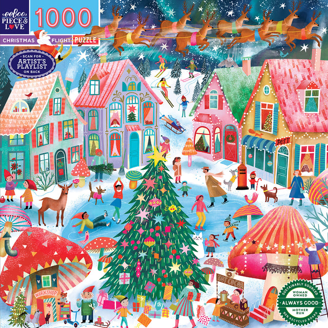 eeBoo - Puslespil 1000 brk - Christmas Flight