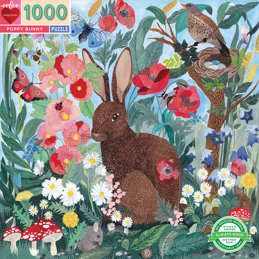 eeBoo - Puslespil 1000 brk - Poppy Bunny