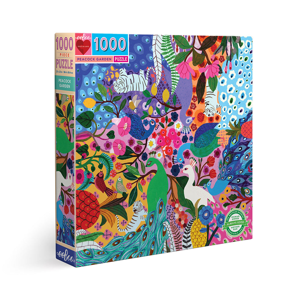 eeBoo - Puslespil 1000 brk - Påfuglehaven