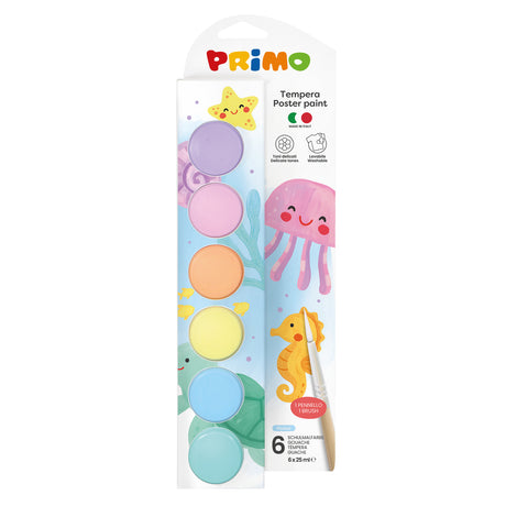 PRIMO - Plakatmaling 6 bøtter 25ml - Pastel