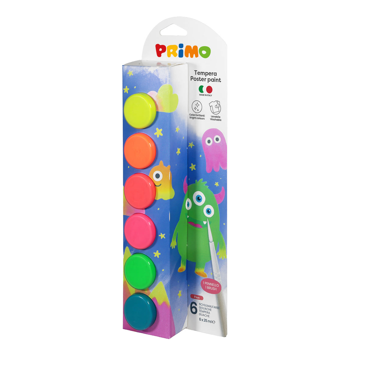 PRIMO - Plakatmaling 6 bøtter 25ml - Neon
