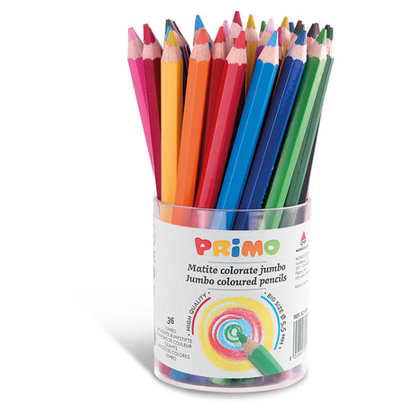 PRIMO - Jumbo farveblyanter 36 stk - Spand med 12 farver