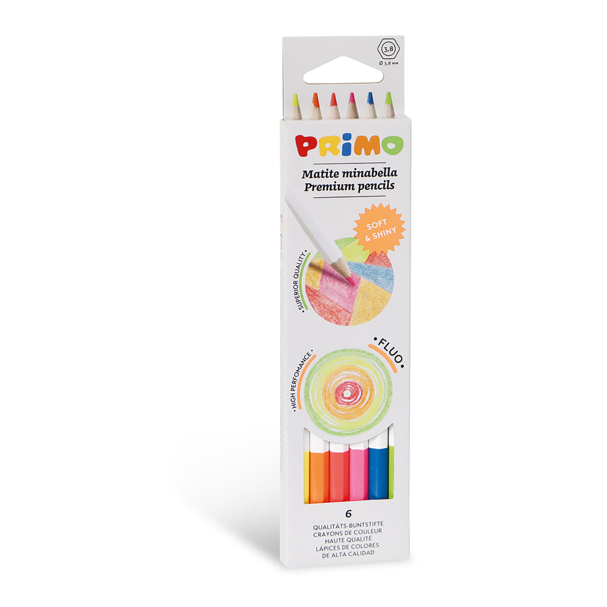 PRIMO - Farveblyanter 6 stk - Minabella - Neon