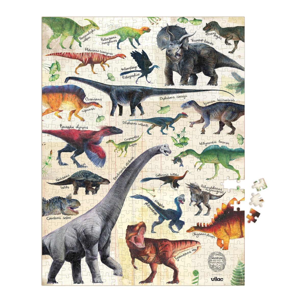 Vilac - Puslespil 500 brk - Dinosaurer fra Naturhistorisk Museum